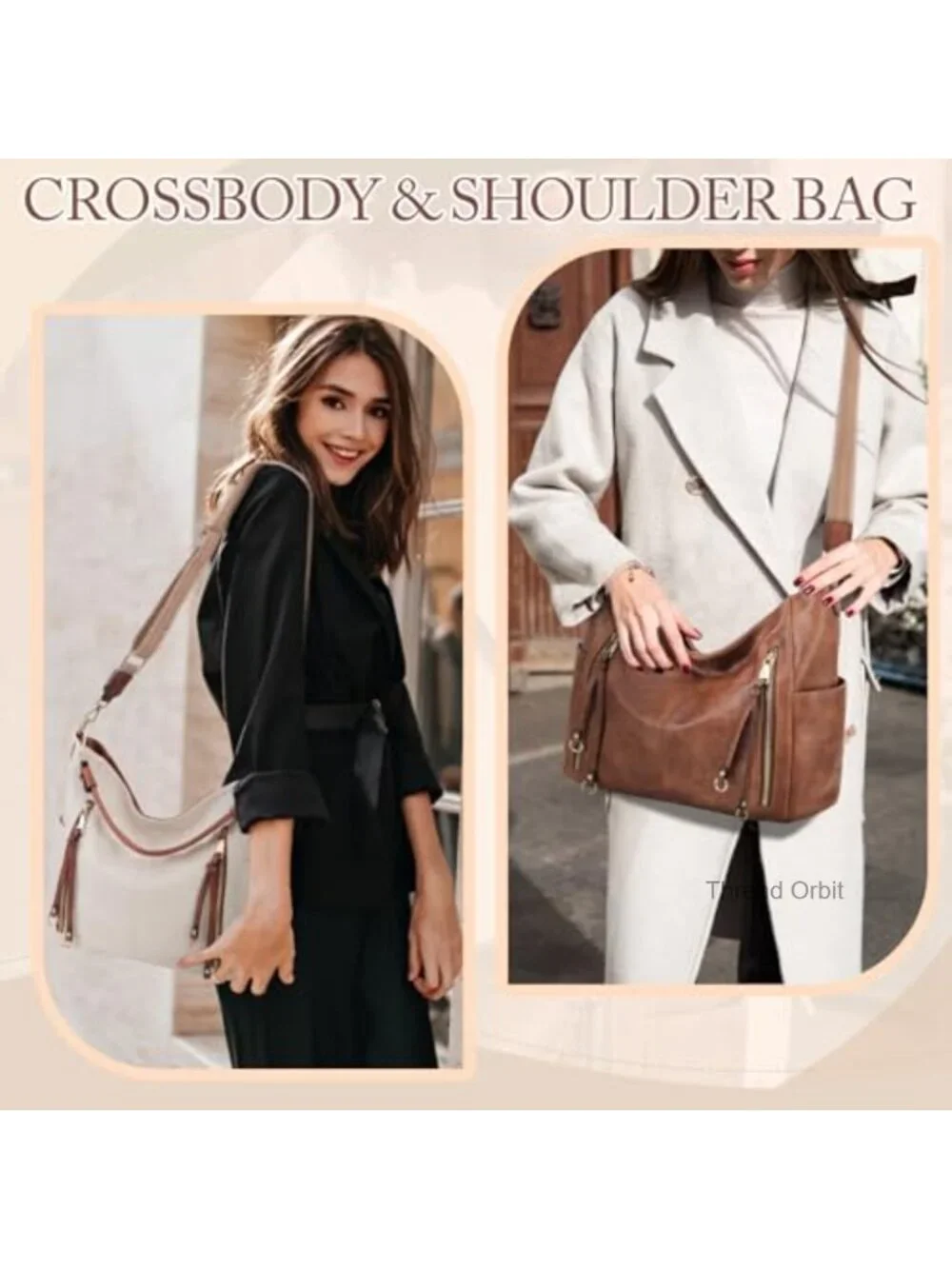 PU Leather Hobo Bag Crossbody Shoulder Bag for Work Travel